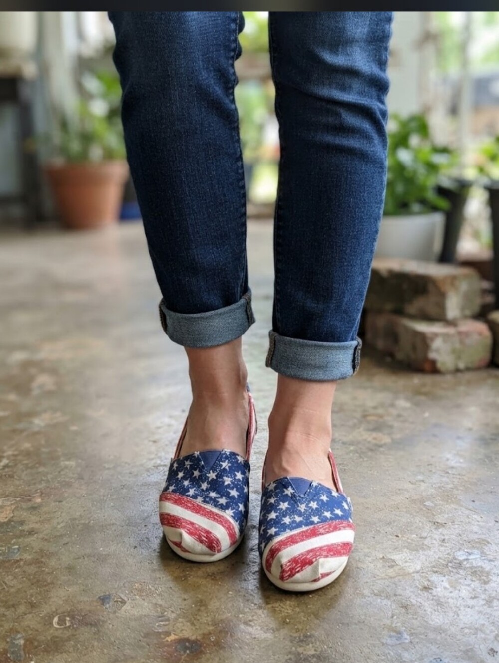 Toms Women's Slip-On Moccasins in Patriotic Red, White & Blue